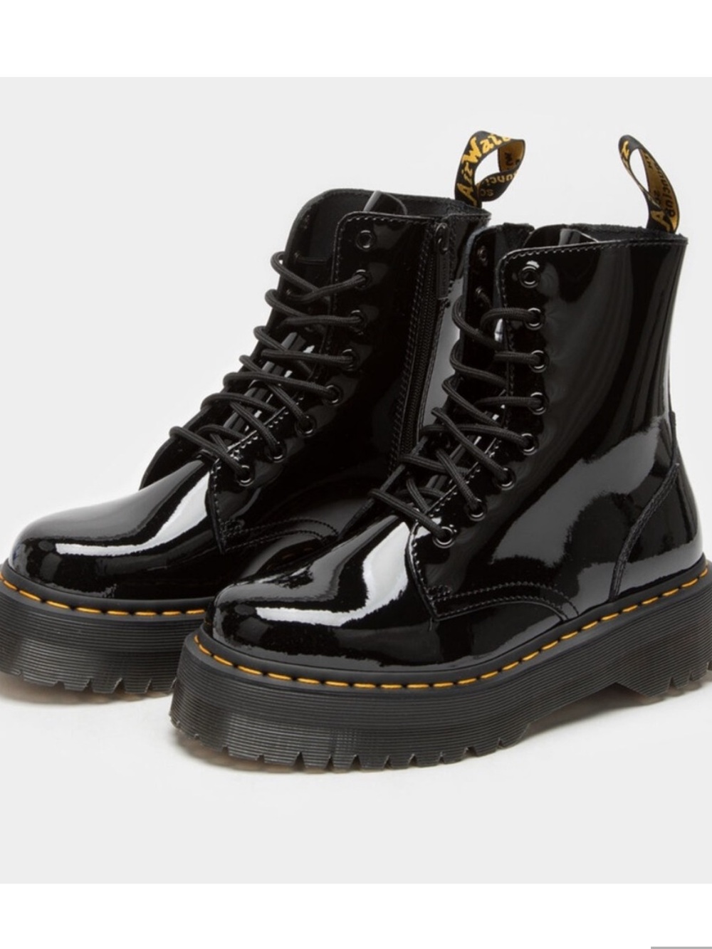 Dr. Martens Jadon Black Patent Platform Lace-Up Combat Boots women’s 8